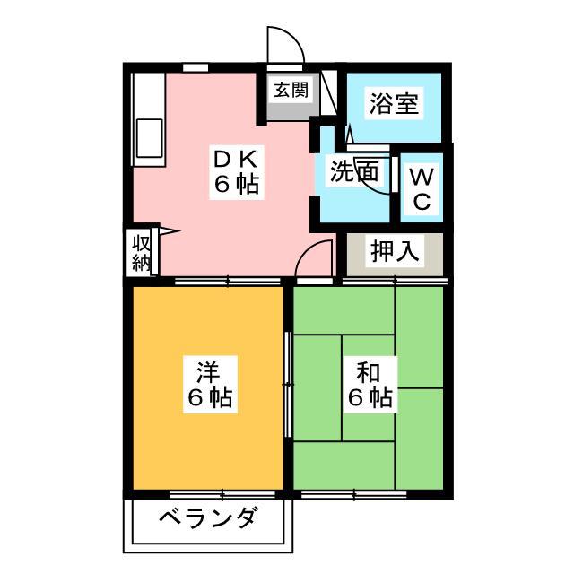 ディアス鵜方A(2DK/2階)の間取り写真