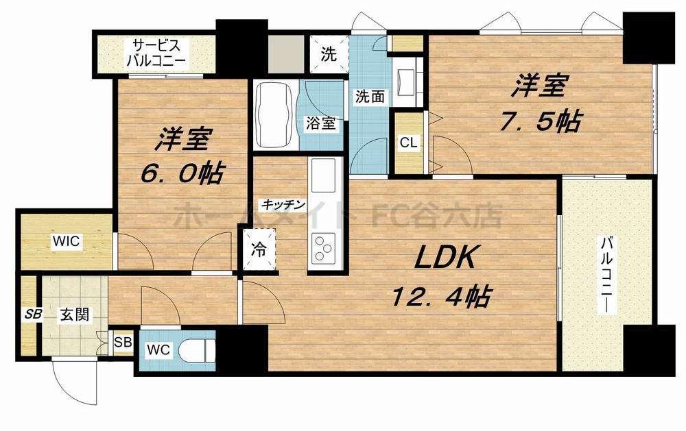 アルグラッドザ・タワー心斎橋(1LDK/31階)の間取り写真