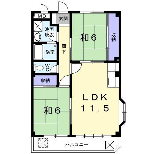 レジデンス西和田(2LDK/3階)の間取り写真