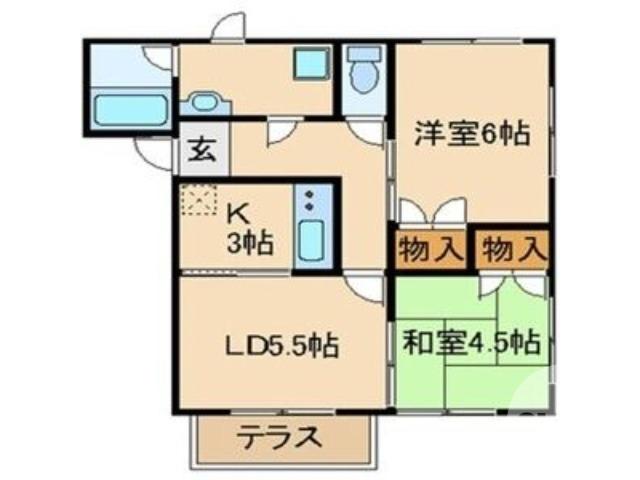 グリーンパーク浜寺(2LDK/1階)の間取り写真