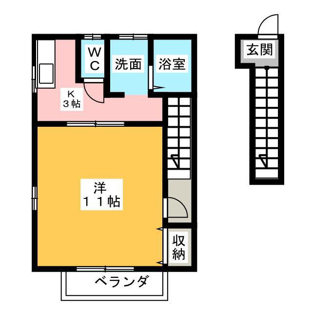 フレンズ(1K/2階)の間取り写真