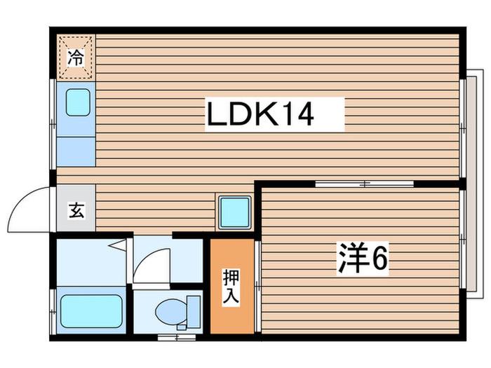 明和荘A棟(1LDK/2階)の間取り写真