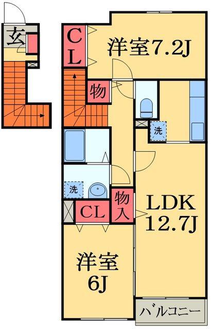 メゾンド・ラ・メール(2LDK/2階)の間取り写真