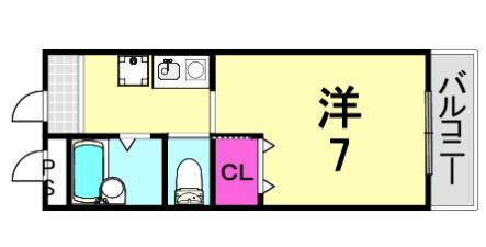 ハイツコンフォート(1K/2階)の間取り写真