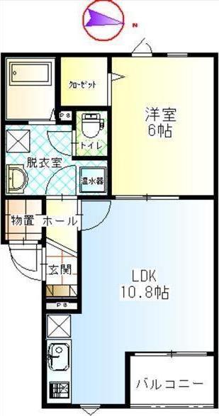 太陽ホーム(1LDK/2階)の間取り写真