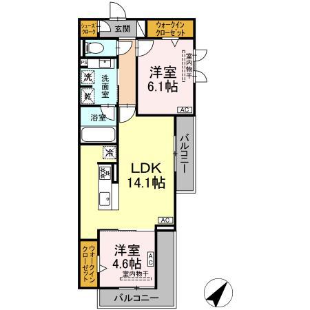 キクロス(2LDK/2階)の間取り写真