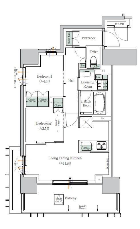 ONE ROOF RESIDENCE NISHI NIPPORI(2LDK/3階)の間取り写真