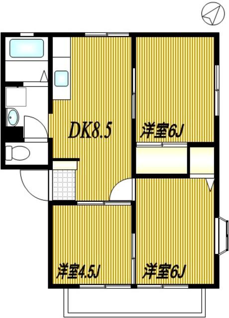エクセルハイムA(3DK/1階)の間取り写真