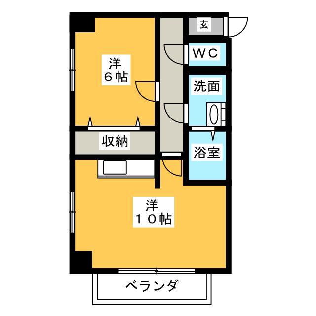 アズビオス元城(1LDK/7階)の間取り写真
