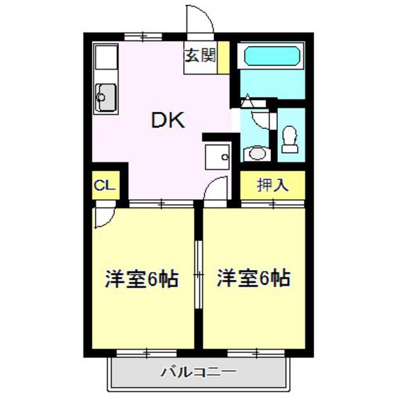 三山ハイツIII(2DK/2階)の間取り写真