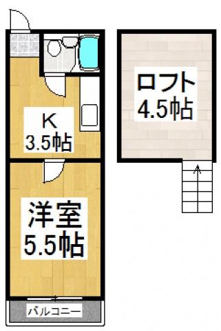 ジェネシスパートIII(1K/2階)の間取り写真