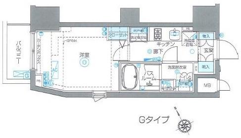 ZOOM恵比寿(1K/4階)の間取り写真