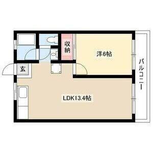 第2名東コーポ(1LDK/4階)の間取り写真
