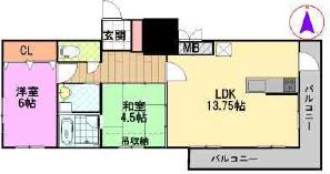 ソレイユ(2LDK/2階)の間取り写真