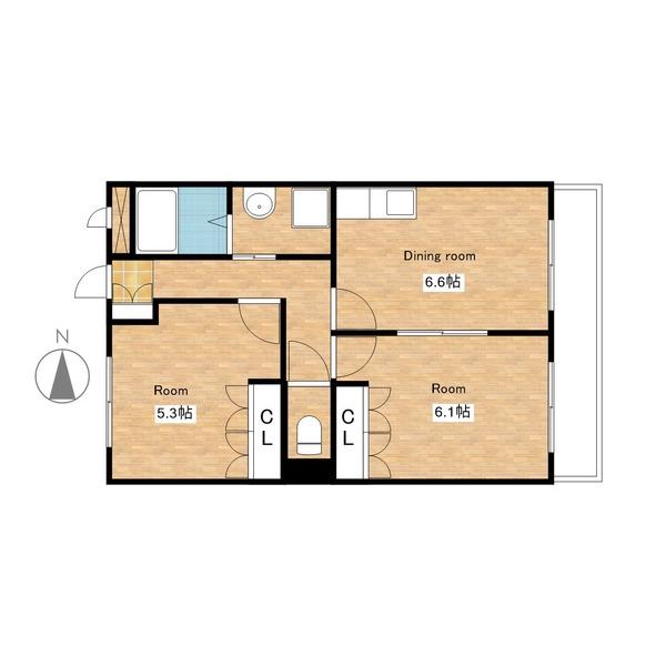 シャルマンコート1番館(2DK/2階)の間取り写真