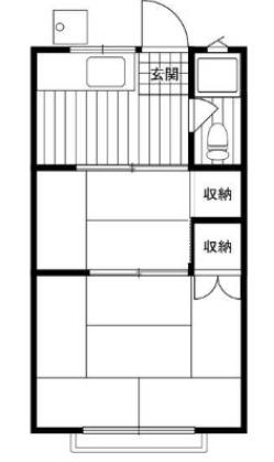 南柏コーポ(1DK/2階)の間取り写真