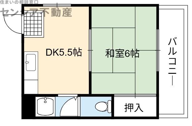 第一都マンション(1DK/2階)の間取り写真