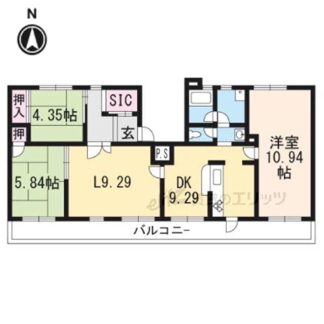 高槻野村マンション(3LDK/2階)の間取り写真