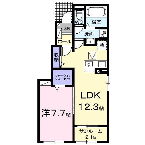 マウント シティI(1LDK/1階)の間取り写真