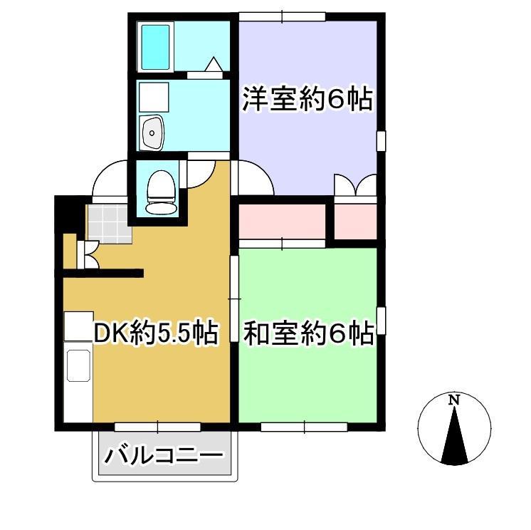 エステートピア三澤(2DK/2階)の間取り写真
