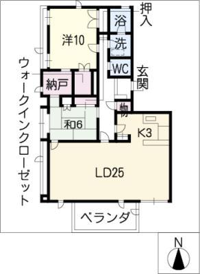 月見ヶ丘マンションD棟6ウエスト(2LDK/6階)の間取り写真