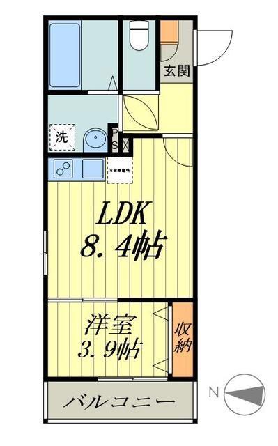 AJ草加ウエストII(1LDK/3階)の間取り写真