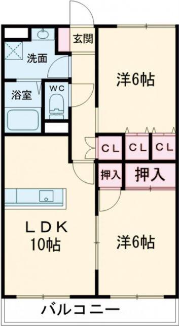 エスポワールM(2LDK/4階)の間取り写真