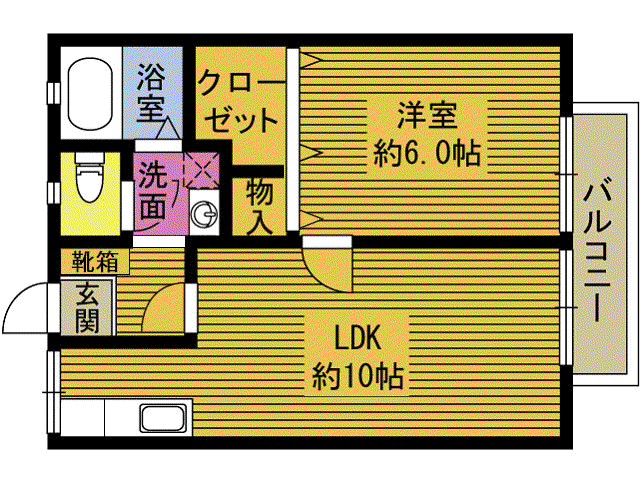 シャンポール阿部C(1LDK/2階)の間取り写真