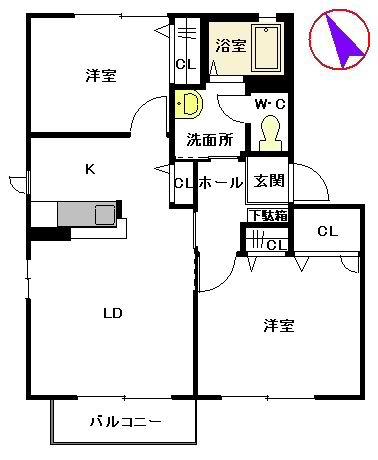 アークガーデンR(2LDK/2階)の間取り写真