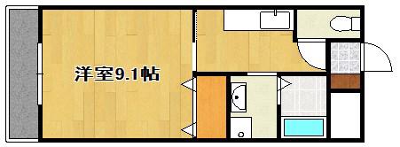 野中第6マンション(1K/4階)の間取り写真