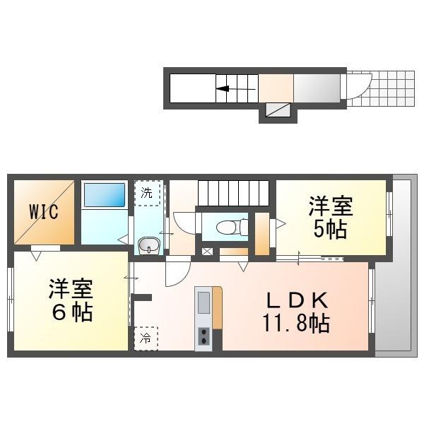 PETTIA(2LDK/2階)の間取り写真