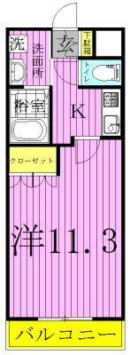 ミネルバA(1K/2階)の間取り写真