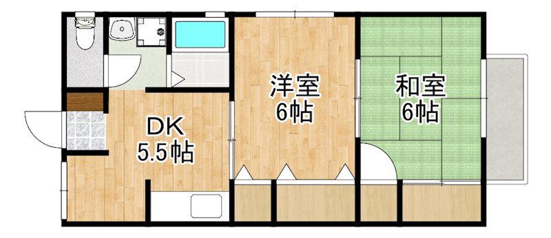 セジュール天降(2DK/2階)の間取り写真