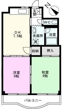 YCビル(2DK/4階)の間取り写真