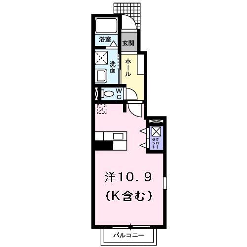 アダージョ美野島B(ワンルーム/1階)の間取り写真