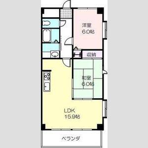 KASUGAハイツ(2LDK/2階)の間取り写真