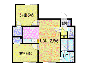 グランシェ小樽(2LDK/4階)の間取り写真