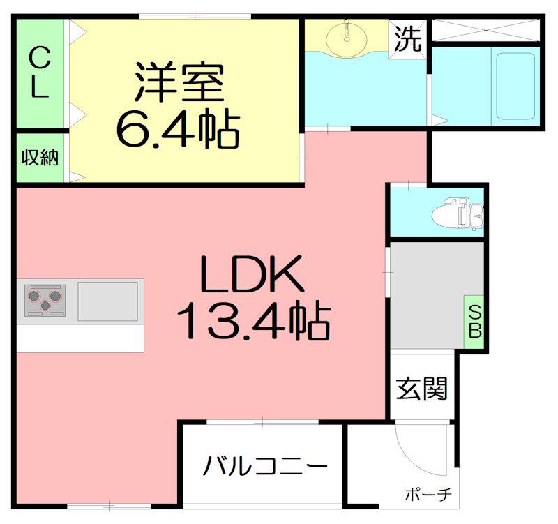 ルームズ ココ(1LDK/1階)の間取り写真