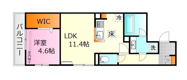 CAMPANLLA舟入南(1LDK/1階)の間取り写真
