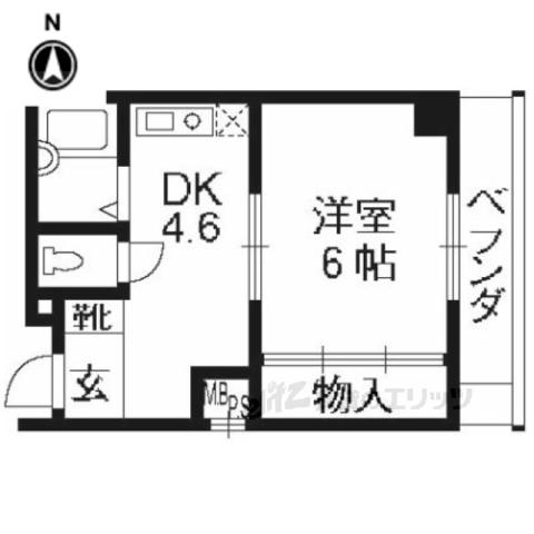 シフォン神泉苑(1DK/1階)の間取り写真