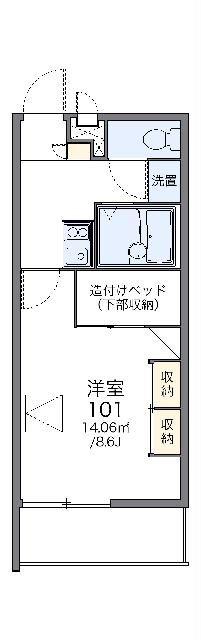 レオパレスPOEM(1K/1階)の間取り写真