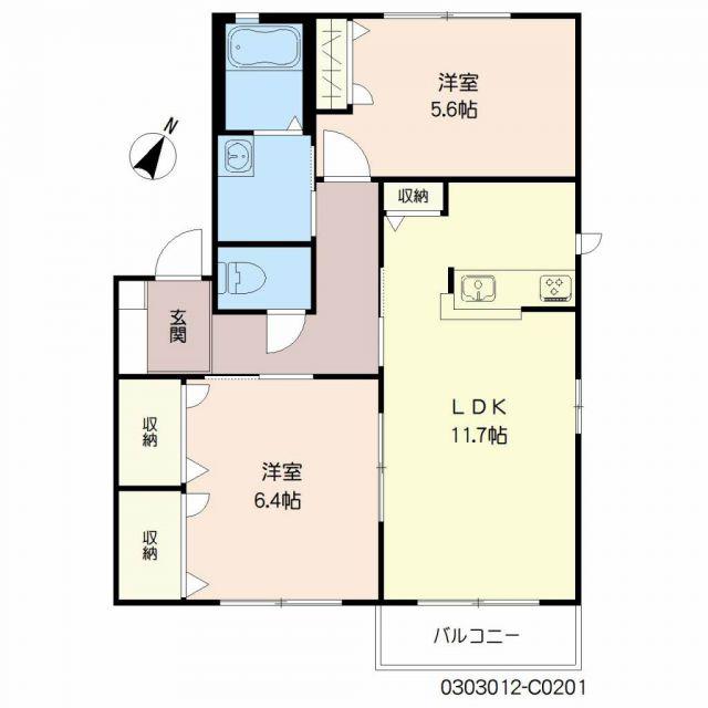 ファンテージ21 C棟(2LDK/2階)の間取り写真