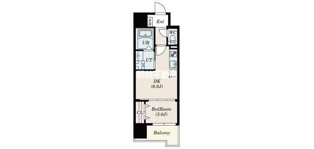 S-RESIDENCE六ツ門ABREAS(1DK/3階)の間取り写真