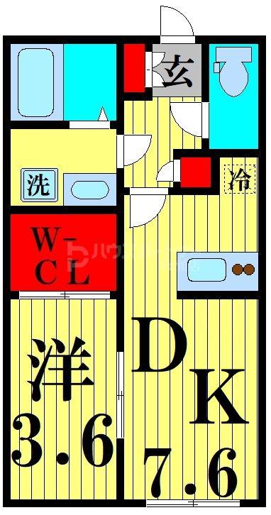 AMBITION花畑(1DK/1階)の間取り写真