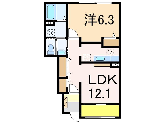 コンドミニアム さくらC(1LDK/1階)の間取り写真