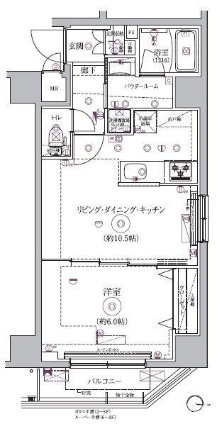 RELUXIA両国緑4丁目(1LDK/3階)の間取り写真