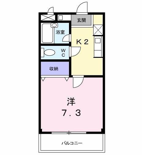 ジェントルヒル(1K/3階)の間取り写真