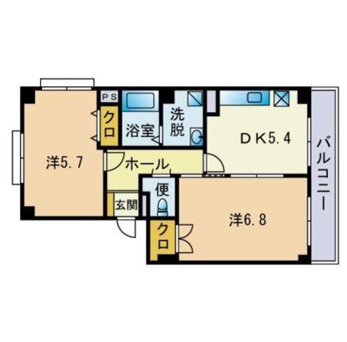 ラフィーネ・プロムナードⅡ(2DK/1階)の間取り写真