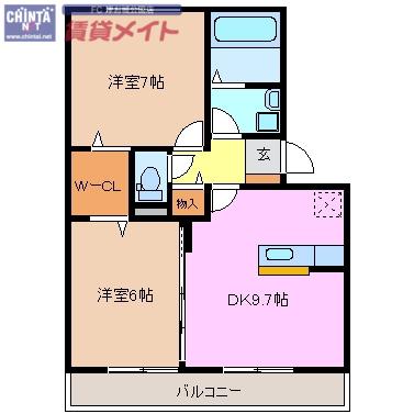 プレミール ボヌール H棟(2DK/3階)の間取り写真