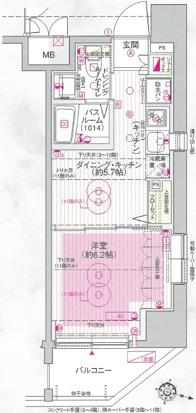 エステムプラザ飯田橋タワーレジデンス(1DK/11階)の間取り写真